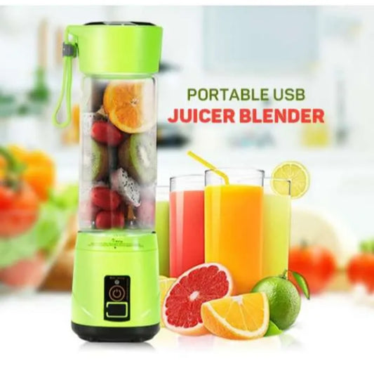 FRAKIN USB Rechargeable Juicer Blender 6 Blades Electric Blender Mini Portable Personal Size Juicer Cup USB Rechargeable Mixer 380ml Food Grade Water Bottle Portable Fruit Juicer Machine (Double Click Start)